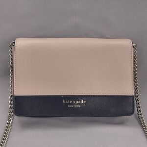 Kate Spade New York Spencer Chain Crossbody Bag Womens Beige Black Purse